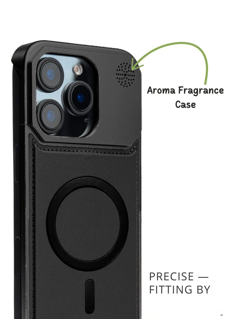 دبليو تيك غطاء صلب بدون إطار معدني لجهاز آيفون 16 برو ماكس 5G 2024 من جلد نباتي مع دعم ماغسيف (MCMPMN) - أسود - Image 3