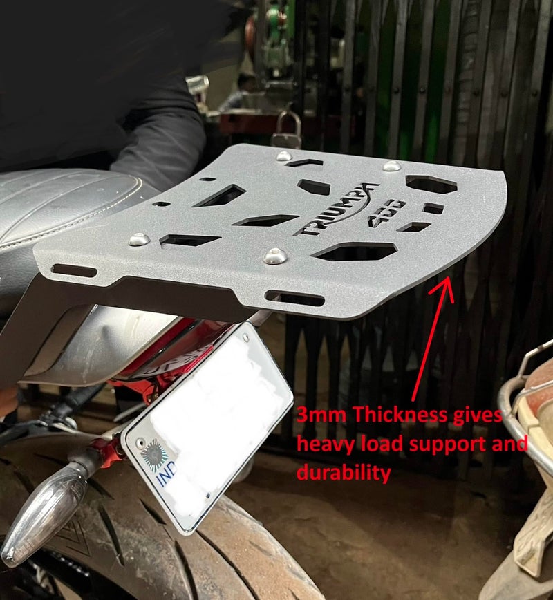 SGTB Top Rack Plate Black Triumph Speed 400 Scrambler 400 X Carrier Backrest - Image 3