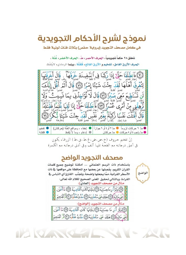 null - مصحف التجويد و التحفيظ مع تفسير الكلمات قياس 12*17 سم - غلاف قطيفة فاخر - Image 1