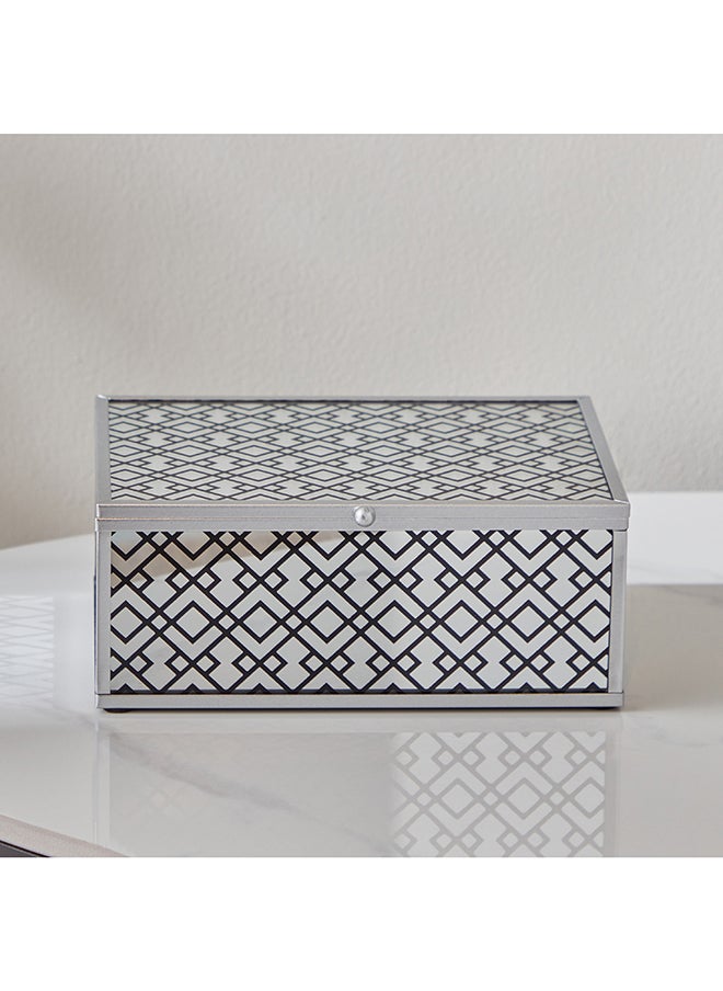 Home Box - Carla Glass Nickle Finish Screen Print Trinket Box 20 x 8.5 x 15 cm - Image 1