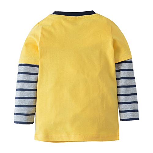 Warmbaby Monster Truck Shirts Kids Toddler Boys Long Sleeve T Shirt Yellow 3T - Image 2