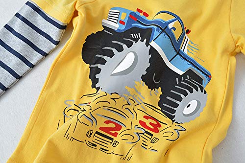 Warmbaby Monster Truck Shirts Kids Toddler Boys Long Sleeve T Shirt Yellow 3T - Image 3