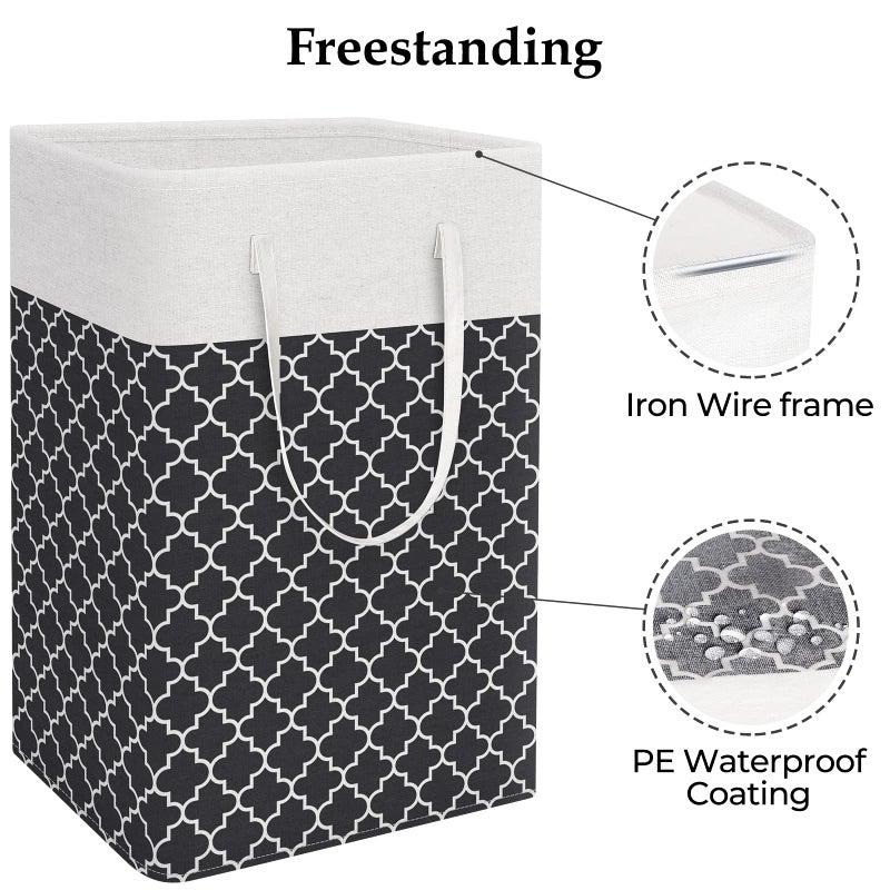 StorageRight Laundry Basket Hamper Large Collapsible Laundry Hamper with Easy Carry Handlesï¼ŒFreestanding Clothes Hampers for Laundry, Bedroom, Dorm, Clothes, Towels, 75L, Clover Black - Image 3