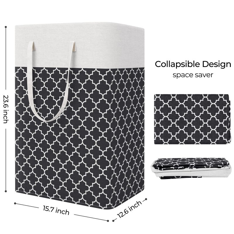 StorageRight Laundry Basket Hamper Large Collapsible Laundry Hamper with Easy Carry Handlesï¼ŒFreestanding Clothes Hampers for Laundry, Bedroom, Dorm, Clothes, Towels, 75L, Clover Black - Image 2