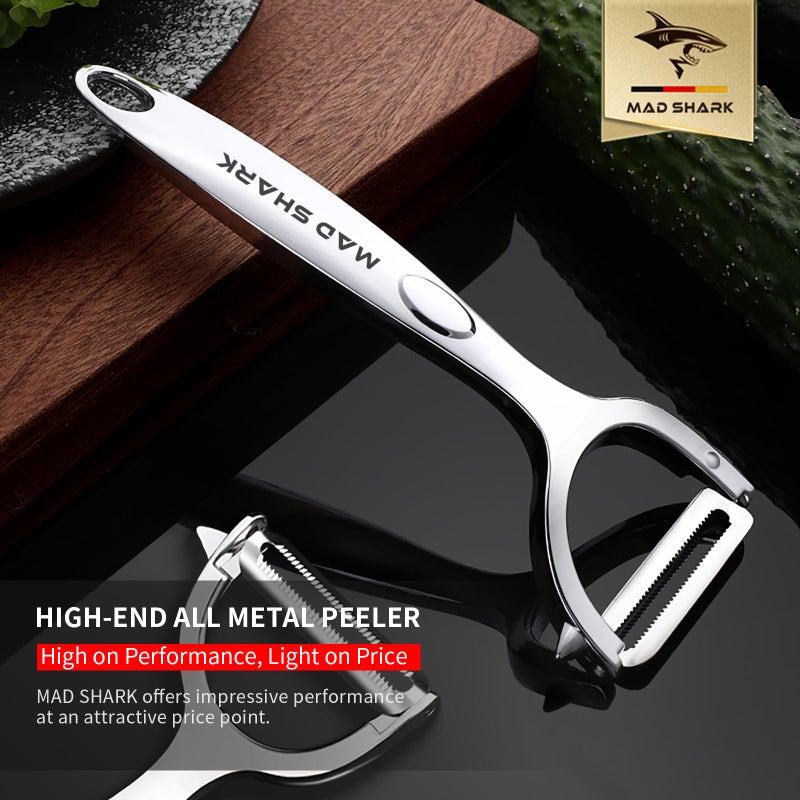 MAD SHARK Ultra Sharp Vegetable Peelers for Kitchen 10 Years No Rust Stainless Steel Serrated Potato Peeler Easy to Use Y Peeler with Durable Non-Slip Ergonomic Grips for Carrots, Fruits, Veggie - Image 4