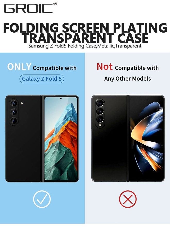 GROIC Compatible with Samsung Galaxy Z Fold 5 Case, Electroplated Clear Transparent Luxury Shockproof Protective Case, Electroplated Back Cover for Samsung Galaxy Z Fold5 for Samsung Galaxy Z Fold 5 2023 Re  - Image 5
