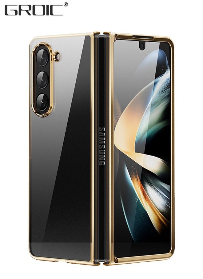 GROIC Compatible with Samsung Galaxy Z Fold 5 Case, Electroplated Clear Transparent Luxury Shockproof Protective Case, Electroplated Back Cover for Samsung Galaxy Z Fold5 for Samsung Galaxy Z Fold 5 2023 Re  - Image 1