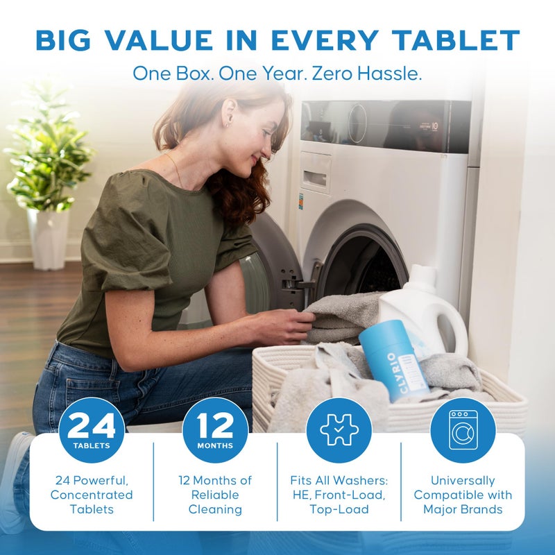 Clyrio Washing Machine Cleaner, 1-Year Supply of Washing Machine Cleaning Tablets, Great for Freshening Top and Front Loaders, 24 Concentrated Tablets - Image 4