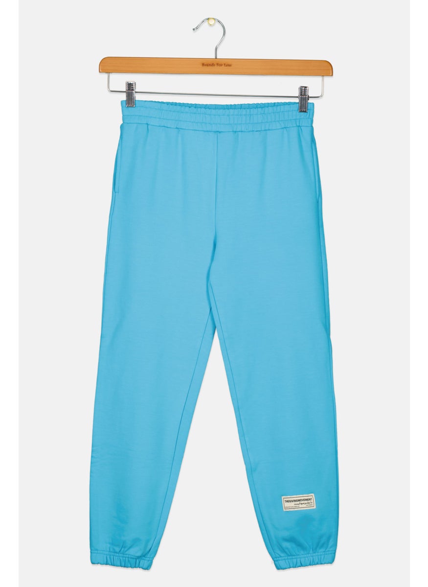 The Giving Movement - Kids Boy Embroidered Jogger Pants, Blue - Image 1
