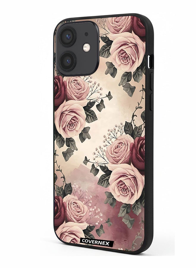 Covernex Apple iPhone 12 Mini Protective Case Cover Printed Featuring Vintage Victorian Rose Bouquet - Image 1
