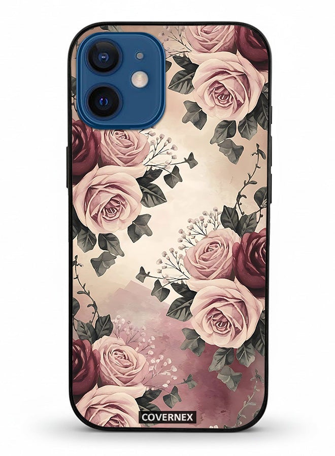 Covernex Apple iPhone 12 Mini Protective Case Cover Printed Featuring Vintage Victorian Rose Bouquet - Image 2