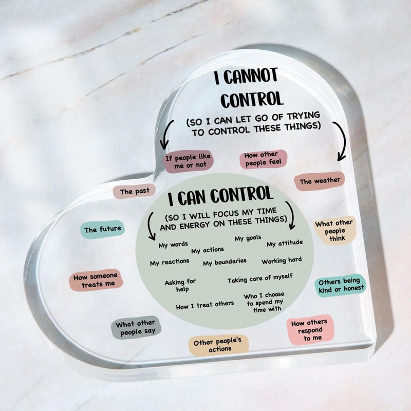 UBLURO Mental Health Decor, Decor for Therapy Office School Counselor Sign Things I Can Control Acrylic Heart Gifts, Therapist Office Art Decorations for Therapist Office Living Room Bedroom Desktop Gift - Image 5