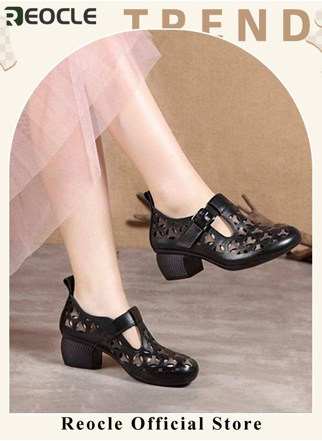 REOCLE - Women's Mules Sandals Slip on Casual Shoes Comfortable Closed Toe Dressy Wedge Mule Breathable Wedge Sandals Summer Sandals for Walking - Image 1