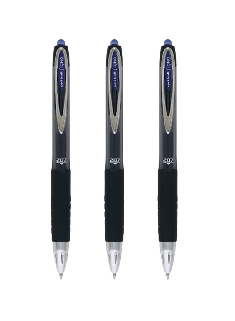 Uniball 3-Piece Signo Retractable Gel Pen 0.7mm Tip Blue Ink - Image 1
