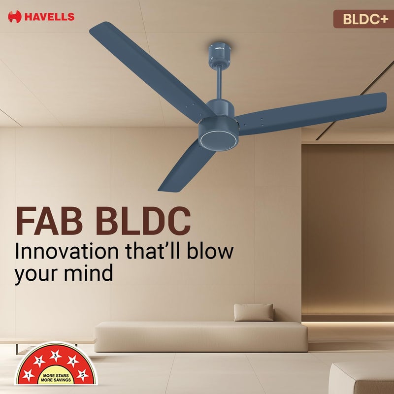 Havells Havells FAB BLDC I 1200 mm Decorative Ceiling Fan with 100 Pure Copper Remot Controlled Watt 30Air Flow 225 cmmSpeed 350 RPM2 Years Warranty Denim Blue  - Image 3