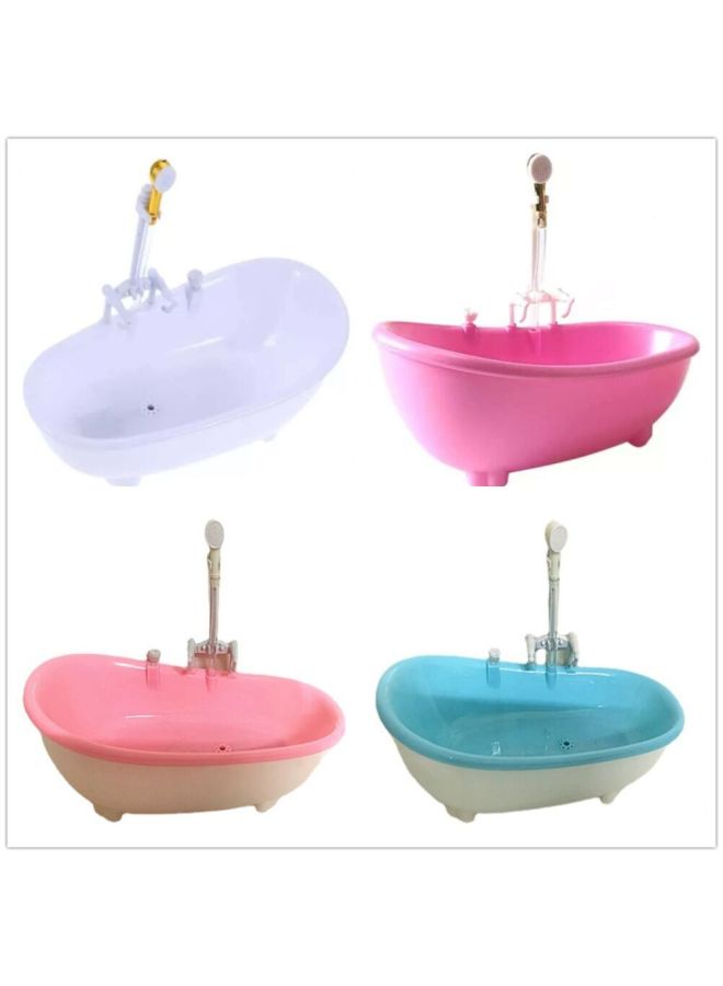 Bathing Doll Accessories Electric Spray Bathtub Bath Pool Cleaning Washing Furniture Girls Toys Bathing Doll Accessories-Height:Pink Room White + White Shower  - Image 1