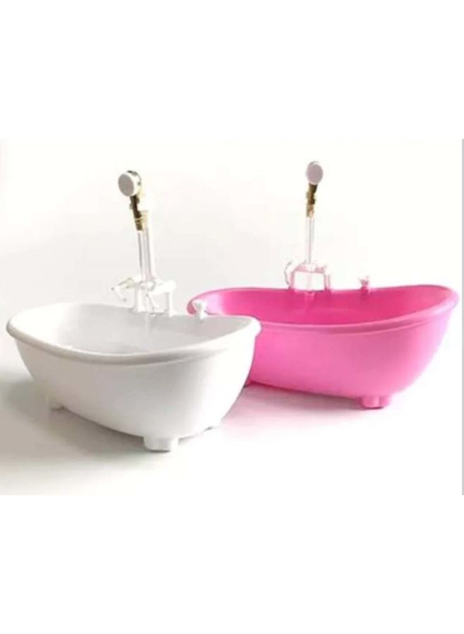 Bathing Doll Accessories Electric Spray Bathtub Bath Pool Cleaning Washing Furniture Girls Toys Bathing Doll Accessories-Height:Pink Room White + White Shower  - Image 2