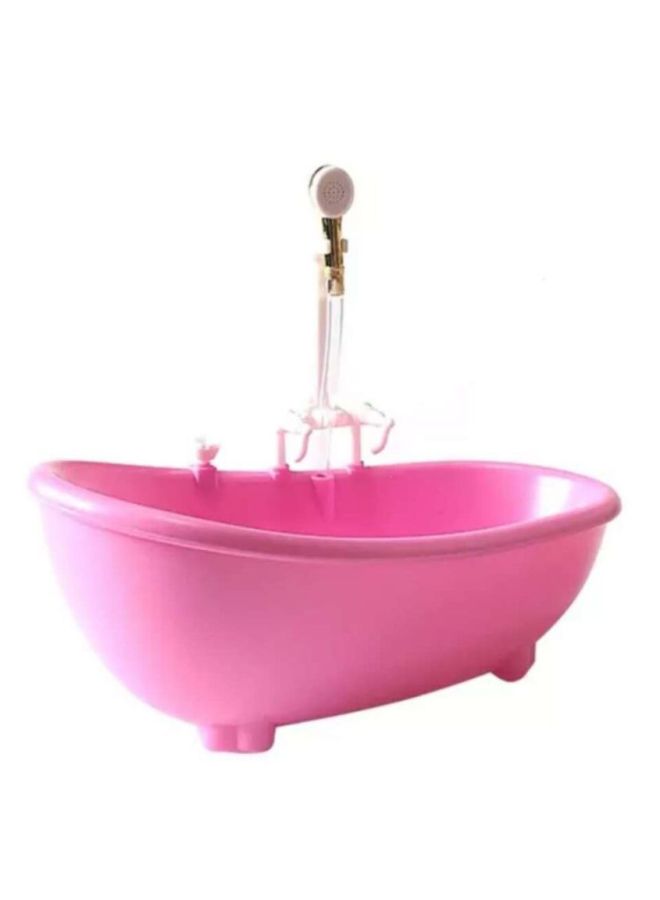 Bathing Doll Accessories Electric Spray Bathtub Bath Pool Cleaning Washing Furniture Girls Toys Bathing Doll Accessories-Height:Pink Room White + White Shower  - Image 3