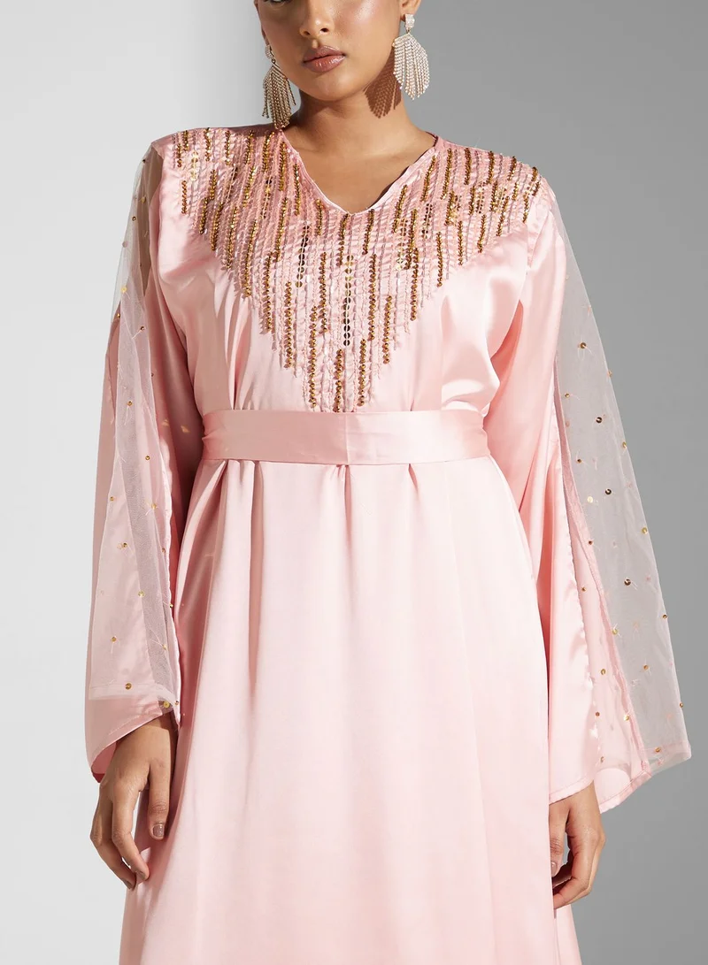 hayas closet Sequin Detail Maxi Dress