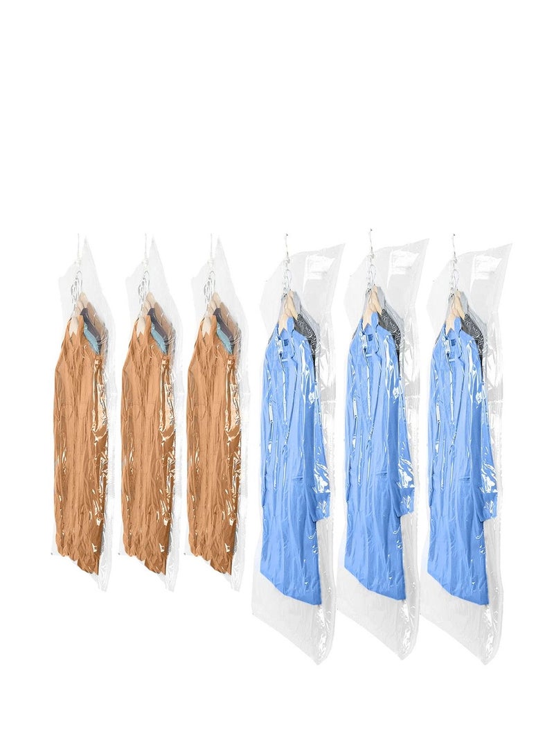 Arabest 6 Hanging Vacuum Storage Bags 3 Extra Large and 3 Large Space Saver Ziploc Bags Clear Garment Protectors for Wardrobe Wardrobe - Image 1