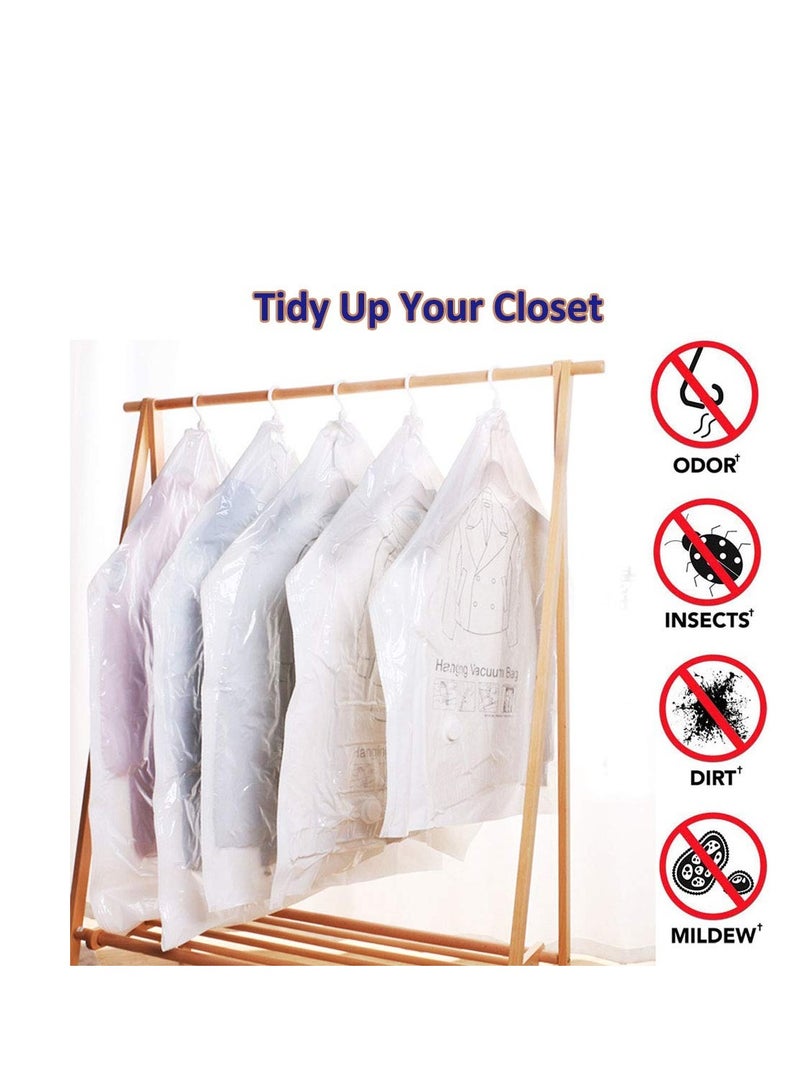 Arabest 6 Hanging Vacuum Storage Bags 3 Extra Large and 3 Large Space Saver Ziploc Bags Clear Garment Protectors for Wardrobe Wardrobe - Image 5
