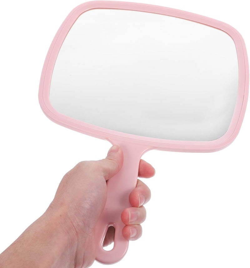 Handheld Portable Makeup Mirror with Handle, Pink Plastic Cosmetic Mirror for Women, Travel-Friendly Personal Beauty Accessory - Image 4