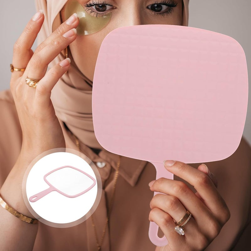 Handheld Portable Makeup Mirror with Handle, Pink Plastic Cosmetic Mirror for Women, Travel-Friendly Personal Beauty Accessory - Image 5