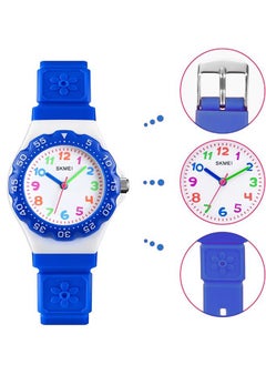 Kids Watch Waterproof Cute Cartoon Analog Girls Boys Wrist Watch for Little Child Time Teacher for Children 3-10 Year，Dark Blue