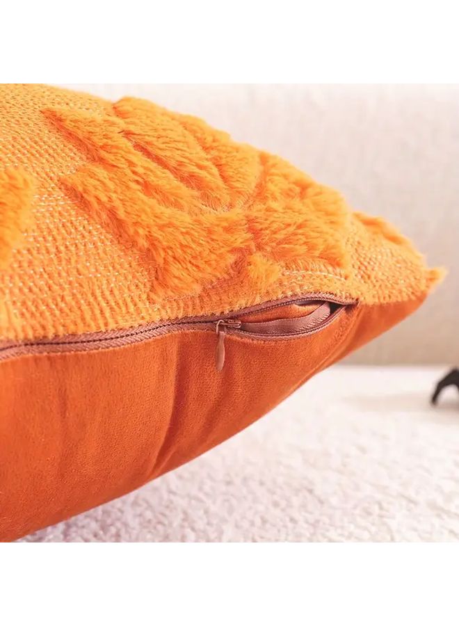 Rust Red Maple Leaf Pillow Cover 18x18 Inch Faux Fur Farmhouse Autumn Decor - Image 5