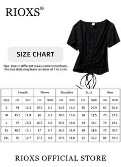 RIOXS Women Short Sleeves Crop Top Slim Fit Shirts Elastic Waist T-Shirts Side Drawstring Top  - Image 4