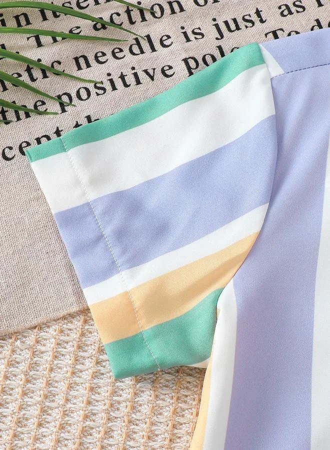 Take Two Take Two Boys Striped Button Front T-Shirt and Shorts Set