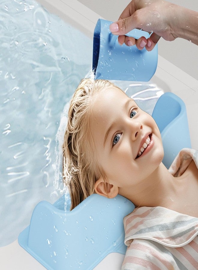 SHGMEET Silicone Portable Hair Wash Station for Kids, Hair Washing Basin with Rinse Cup for Children, Toddlers and Teens on Bathtub or Sink, Tear-Free Shampoo Bowl for Children (Blue) - Image 1