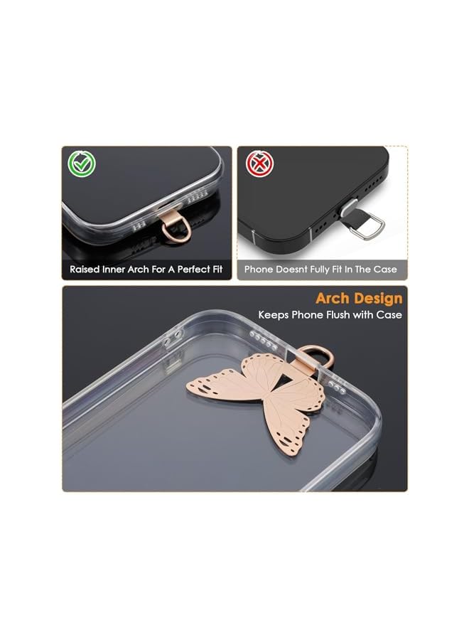 Green Tiger 3 Pack Stainless Steel Butterfly Phone Tether Tabs, Heavy Duty Metal Lanyard Strap Connectors for Secure Charm Hooks, Replacement Tabs Compatible with Full Coverage Cases, Durable Holders - Image 3