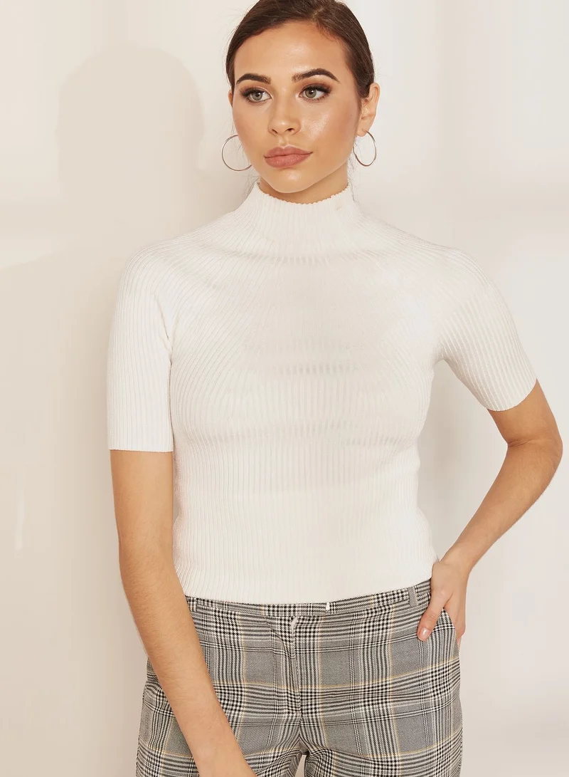 REISS Lina Short Sleeve High Neck Top