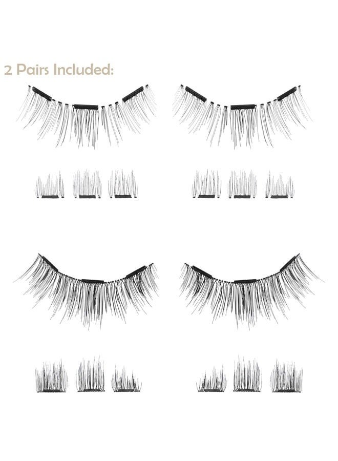 Lash'd Up (2 Pairs) Dual Magnetic Eyelashes Natural Look Full Lashes with Anchors, No Magnetic Liner Needed (The Natural Duo, 3 Magnets, Complete Kit) - Image 2
