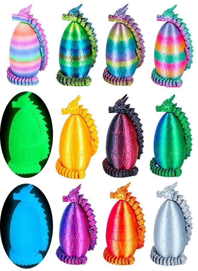 3Dgenius 12Pcs 3D Printed Dragons 3D Printed Dragon Eggs with Dragon Inside Mini Dragon Eggs Set 3D Printed Toys Dragon Toys for Kid & Adults, Home & Office Decor, 12Pack - Image 1
