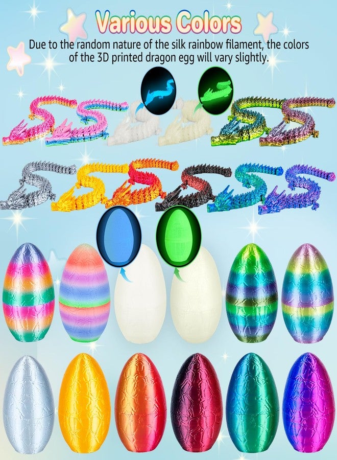 3Dgenius 12Pcs 3D Printed Dragons 3D Printed Dragon Eggs with Dragon Inside Mini Dragon Eggs Set 3D Printed Toys Dragon Toys for Kid & Adults, Home & Office Decor, 12Pack - Image 3