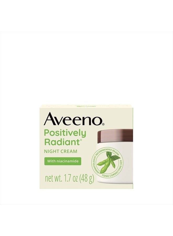 Aveeno Positively Radiant Intensive Moisturizing Night Cream with Total Soy Complex & Vitamin B3, Oil-Free, Non-Greasy, Hypoallergenic & Non-Comedogenic, 1.7 oz - Image 1