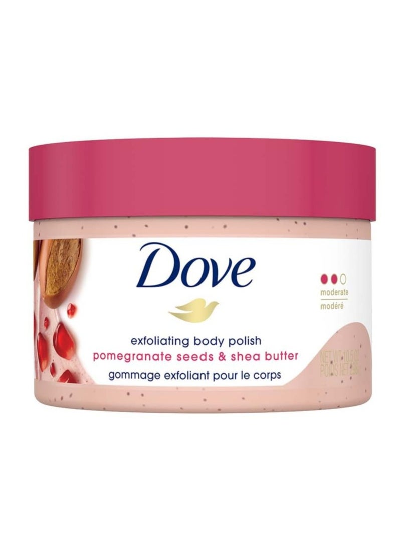 دوف مقشر الجسم دوف، زبدة الشيا المرطبة وبذور الرمان | يغذي ويرطب البشرة الناعمة | خالٍ من الكبريتات، 298 جرام. - Image 1