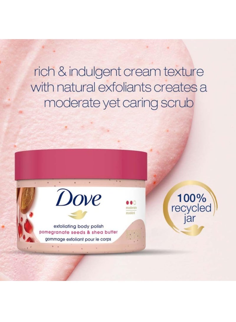 دوف مقشر الجسم دوف، زبدة الشيا المرطبة وبذور الرمان | يغذي ويرطب البشرة الناعمة | خالٍ من الكبريتات، 298 جرام. - Image 3