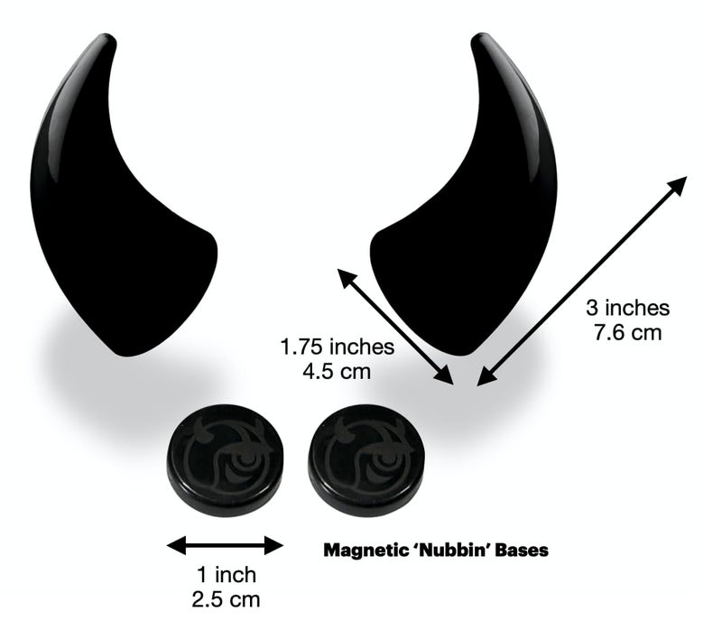 Helmet Flair MagNeatOhz Large Black Devil Horns for Helmet | Made in USA | Magnetic & Interchangeable Horns for Motorcycle, Bike & Ski Helmets - Pair - Image 3