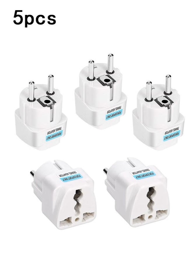 كينسو UK to EU Plug Travel Adapter-Wall Power Charger-3-pin KSA/UAE/UK Plug Convert to 2-pin EU/Germany/France/Italy/Spain Socket Converter-Type E/F European Adapter for KSA/ US/UK/JP/CN/AU-5 pack 