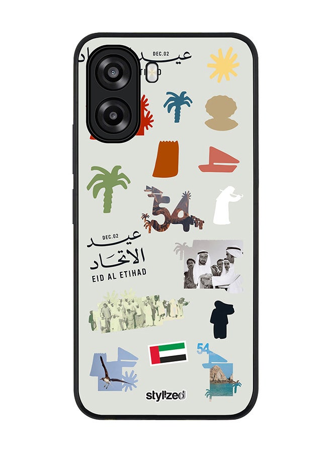 Stylizedd For Oppo A6t 5G / A6t 4G Case,Slim fit Camera Protection, Shockproof Thin Phone cover  - Eid Al Etihad 54 National Day Light Grey - Image 1