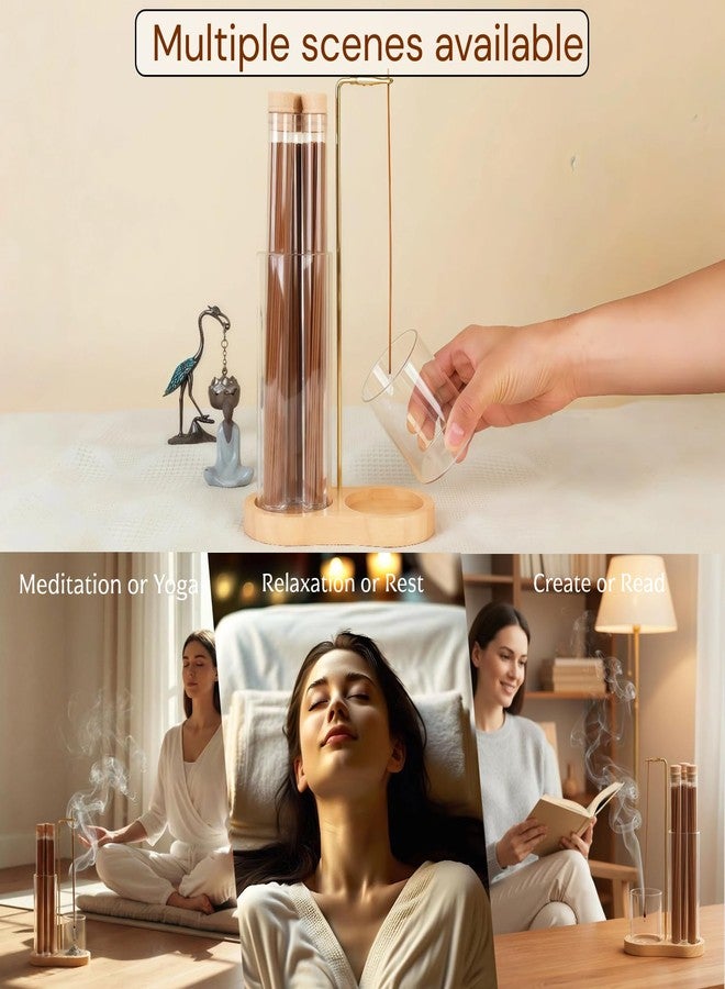 Fving Incense Holder with Ash Catcher,2 in 1 Incense Burner for Sticks,Wooden Anti-ash Incense Stand Set with 3 Acrylic Tubes Birthday Gift for Women Mother Girl Friend Meditation Yoga Spa Home Office - Image 5