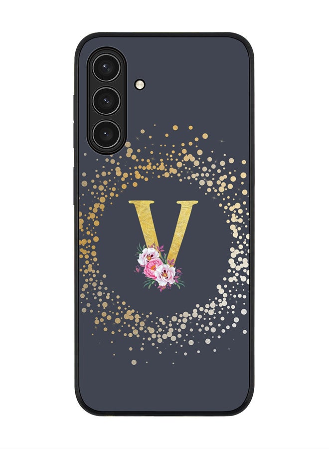 For Samsung Galaxy A17 / A17 4G Case,Slim fit Camera Protection, Shockproof Thin Phone cover  - Custom Monogram Floral - V  (Grey )