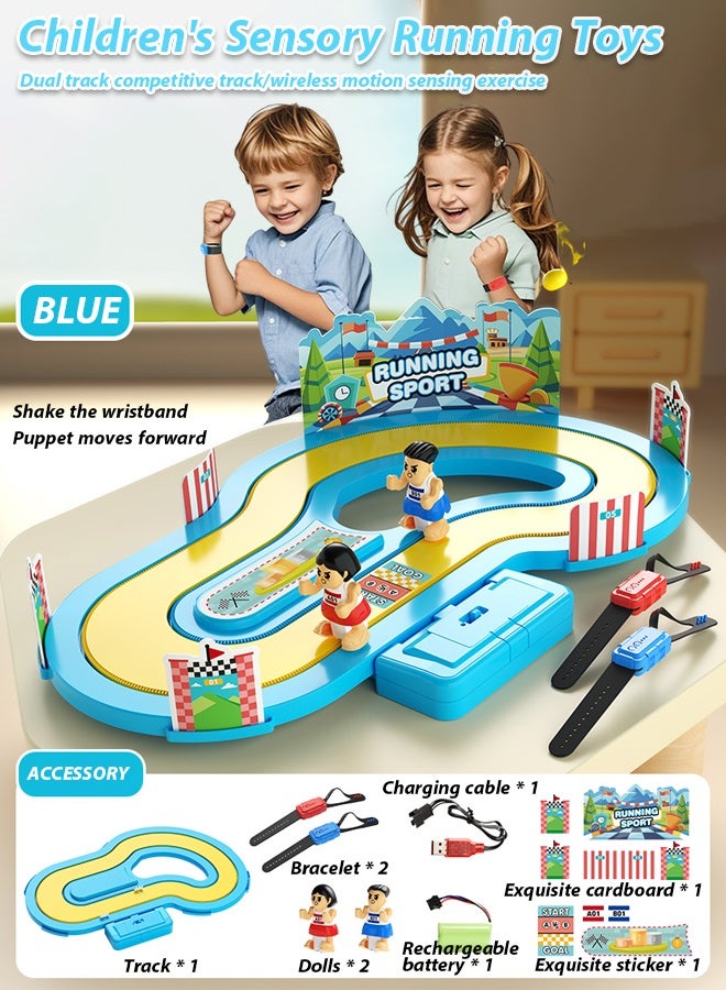 Sports toys,Children's Sensory Running Duel Game,Wireless induction simulation track, motion sensing racing game, interactive two person puzzle, children's toys, boys and girls gifts - Image 1