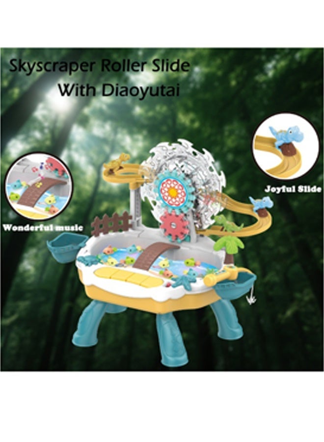 Fishing Game Toy Electric,Dinosaur theme Fishing toy set, Situational simulation toysmagnetic animal track, lighting, music, water play, fishing platform Preschool Educational Fine Motor Skills for 3 4 5 Years Old Boys Girls - Image 2