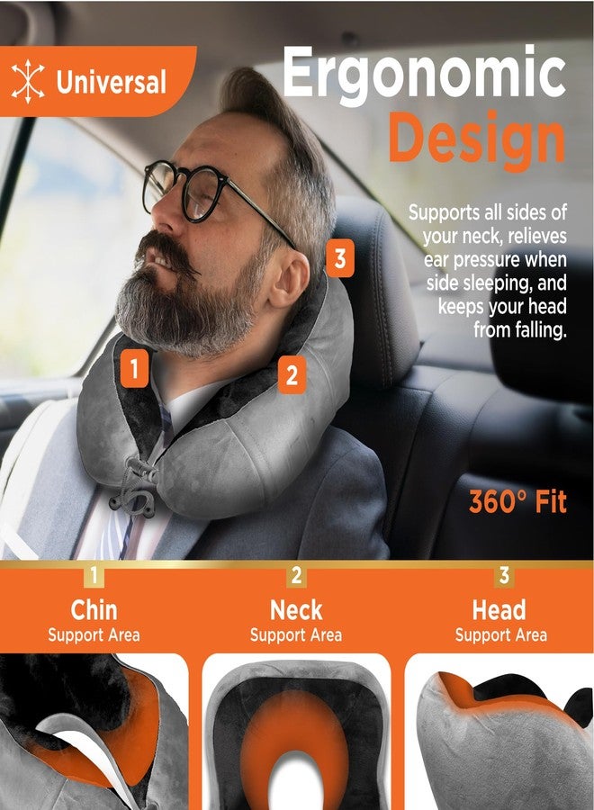 BLACK+DECKER Memory Foam Neck Pillow with Phone Pocket - Travel Pillow for Airplane, Car & Train - Ergonomic Neck Support, Washable Cover, Universal Fit,Black - Image 4