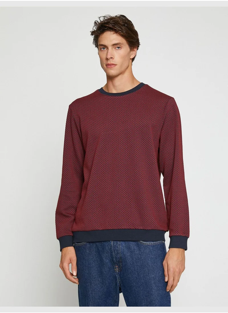 KOTON Patterned Knitwear Sweater Crew Neck