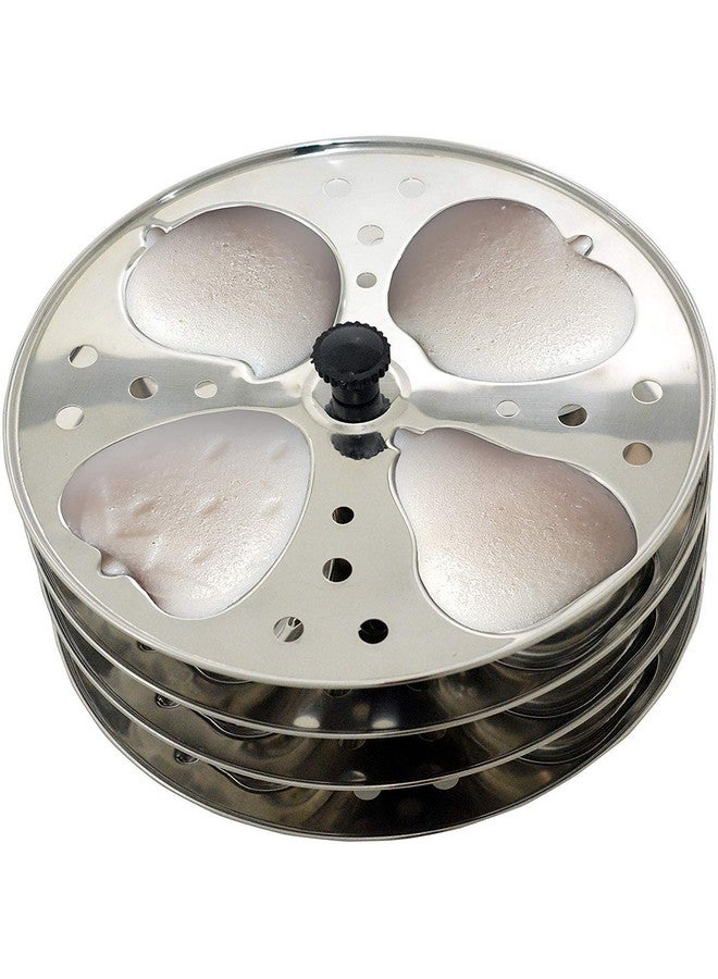 Anjali Kitchenware Stainless Steel 4 Layer Fruit Shaped Idli Plate and Stand (Silver) - Image 1
